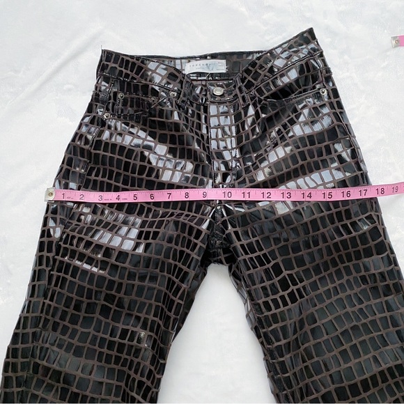 Topshop Faux Croc Cropped Straight Leg Pants - Picture 4 of 13